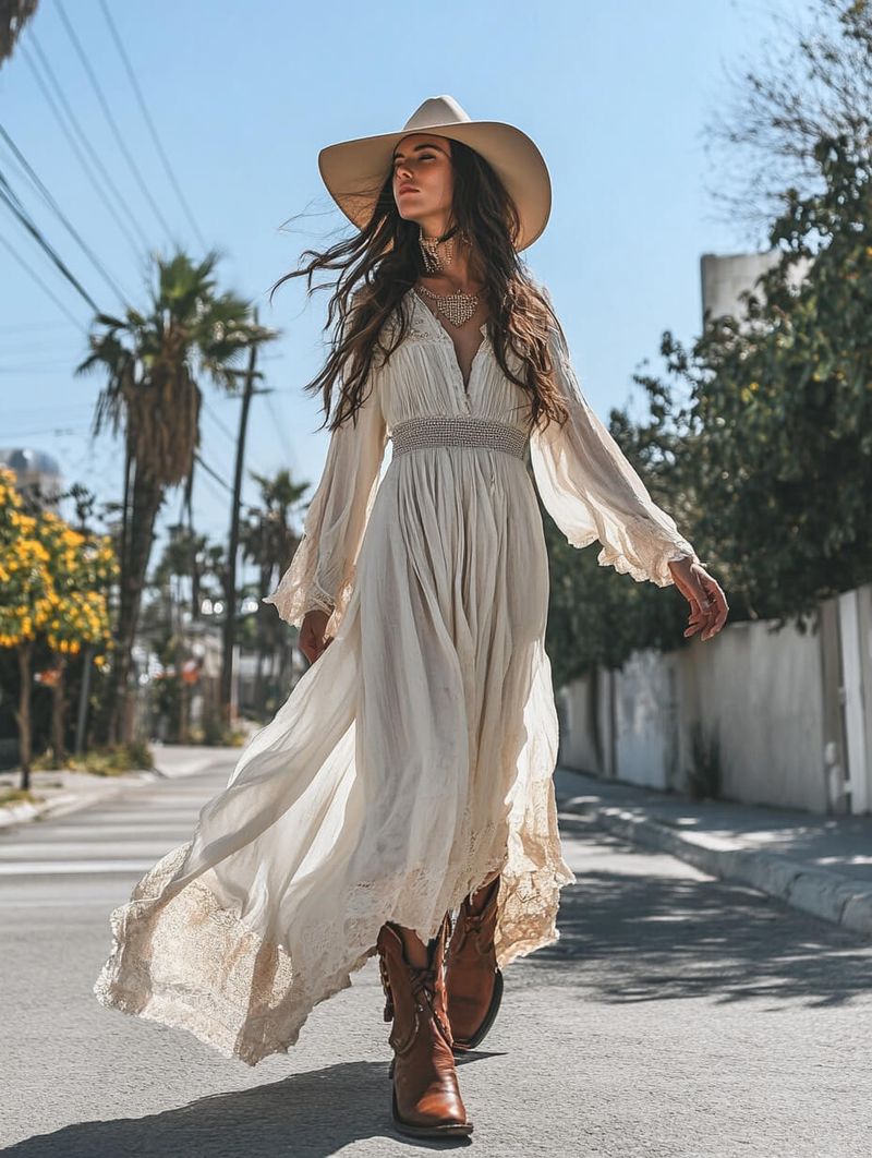 Flowy Maxi Dress & Ankle Boots Combo