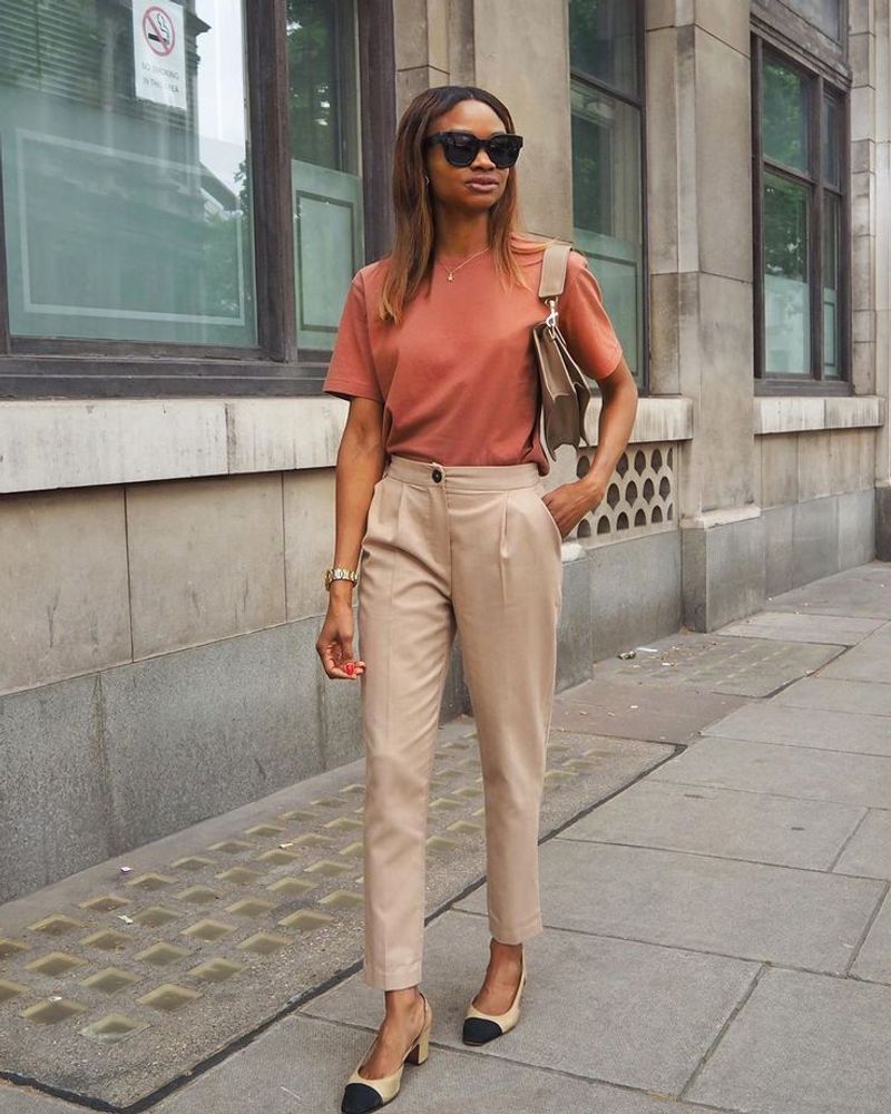 Silky Blouse & Tailored Trousers