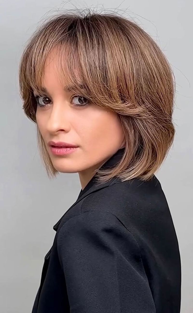 The Chin-Length Bob With Curtain Bangs