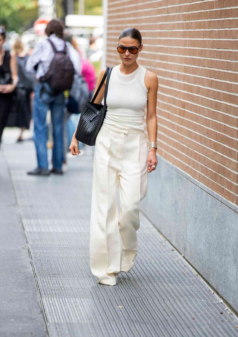 Wide-Leg Cream Trousers