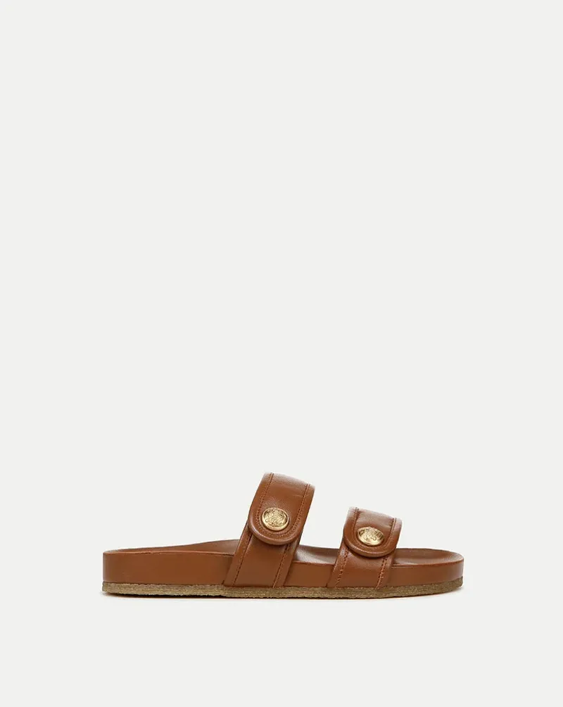 Caramel Leather Slide Sandals