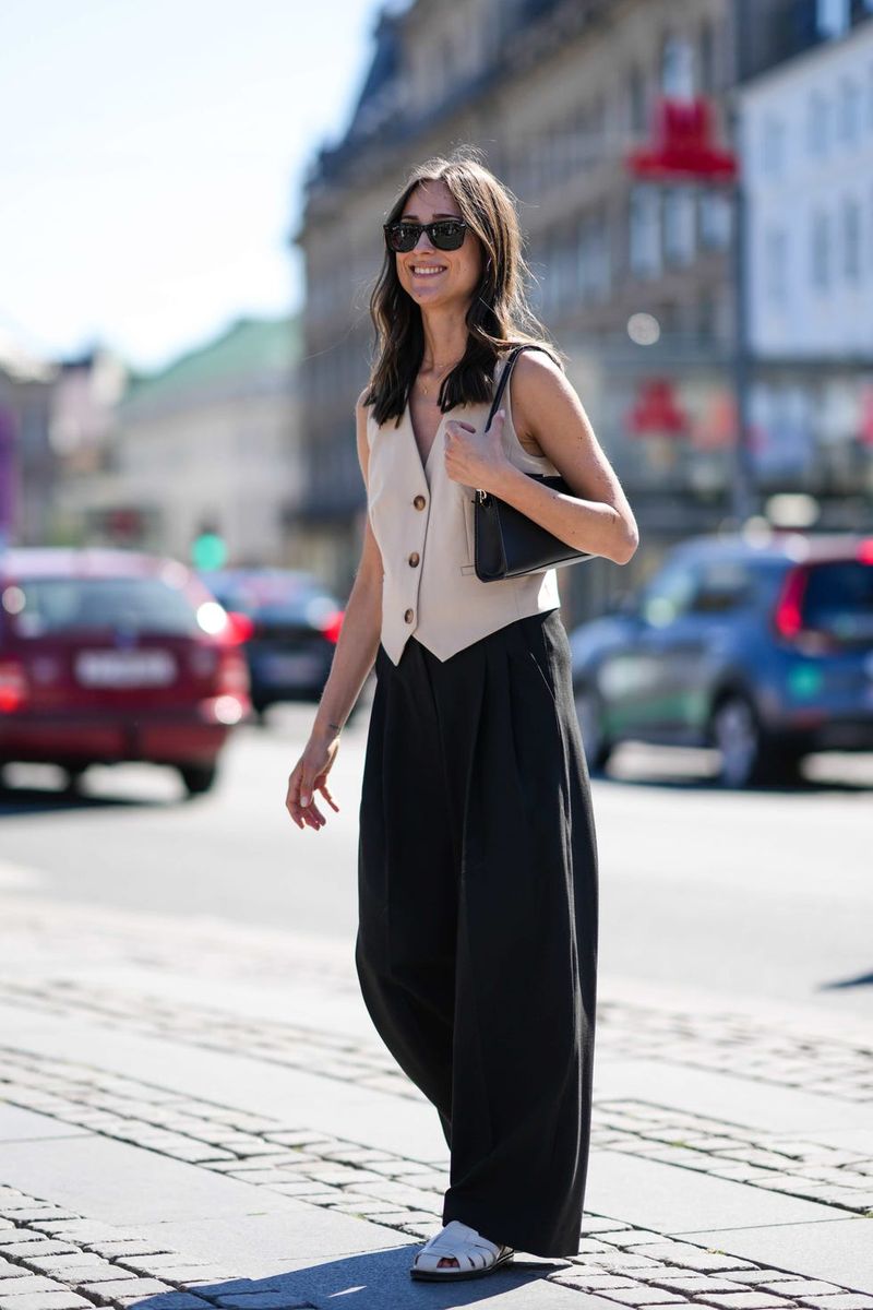 Vest + Wide-Leg Pants Combo