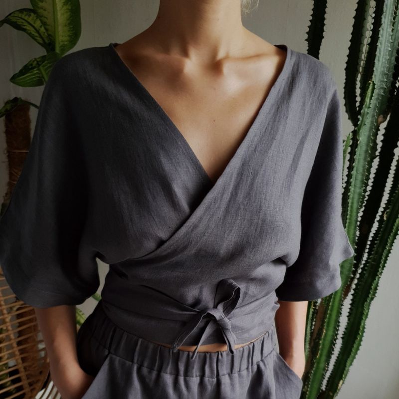 Kimono-Sleeve Wrap Top