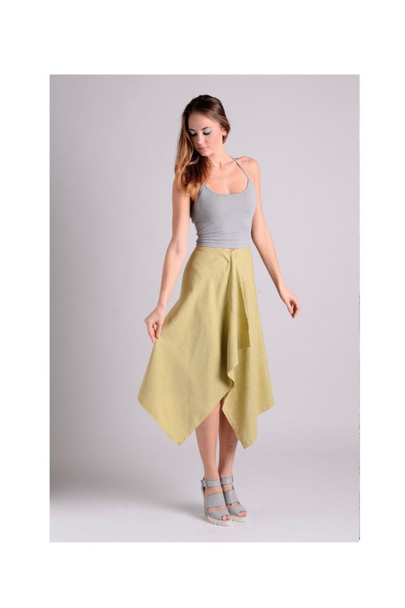 Asymmetrical Hem Midi Skirt