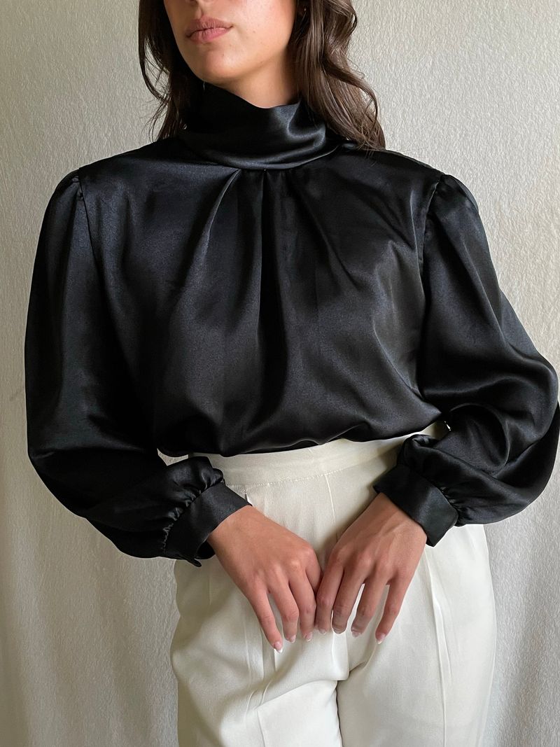 Retro High-Neck Blouse