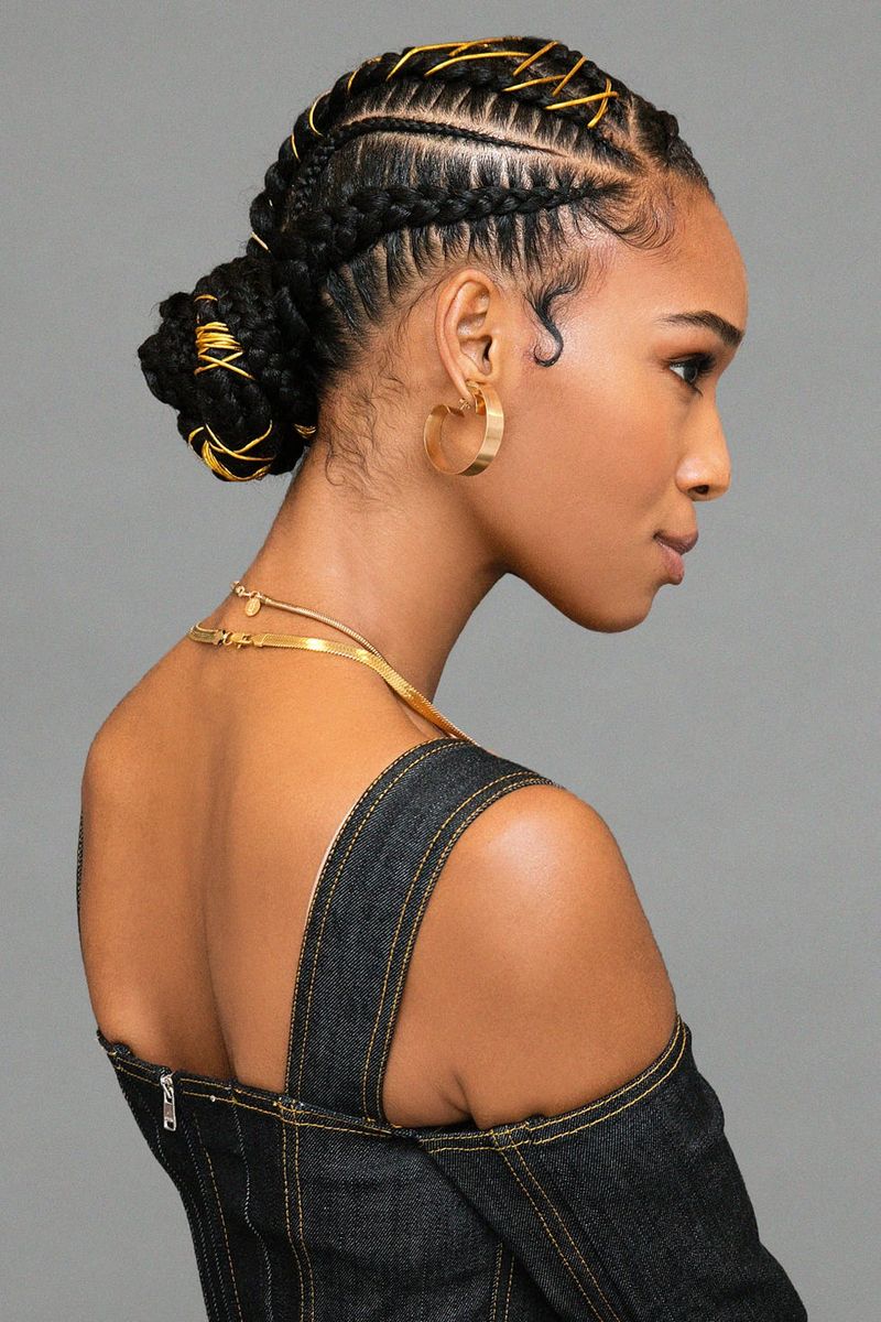 Jumbo Cornrows with Gold Thread