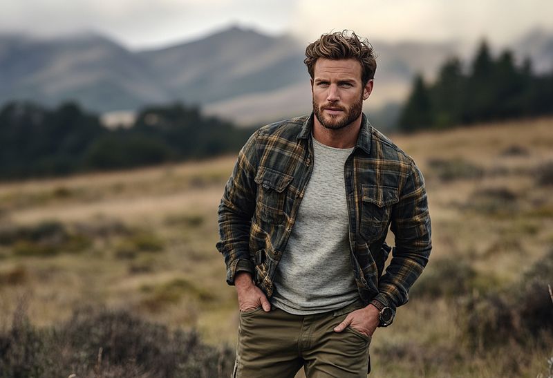 Plaid Flannel and Thermal Henley Outdoorsy Look