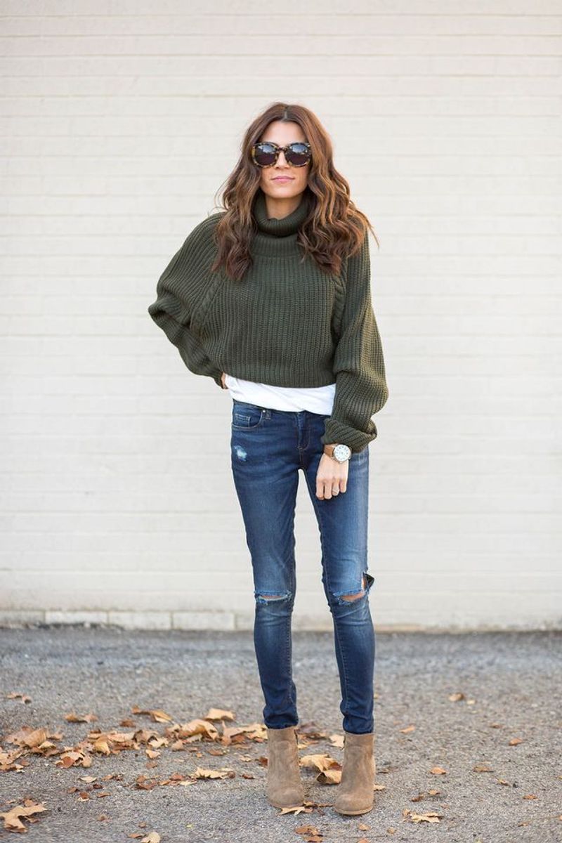 Long Tank Top Under Cropped Sweater