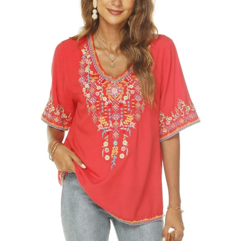 Embroidered Peasant Tops