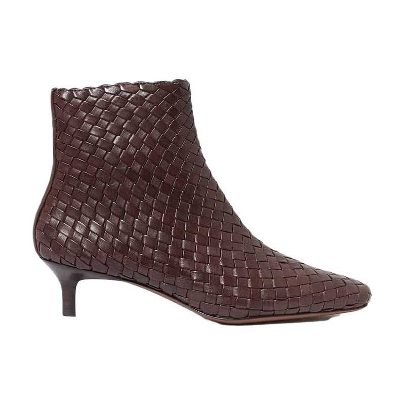 Textured Kitten Heel Boots