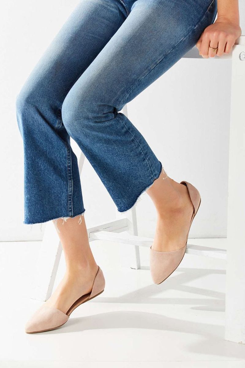 Suede D'Orsay Flats With Mini Heel