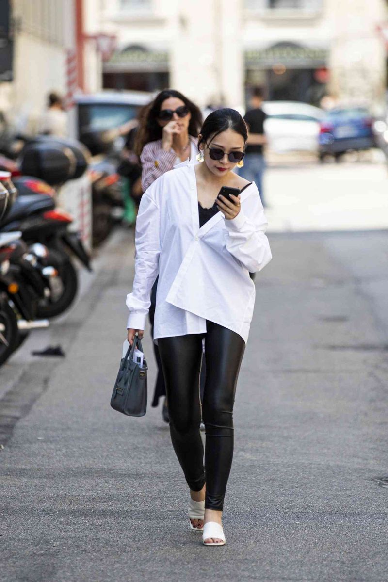 Oversized Shirt + Leather Pants