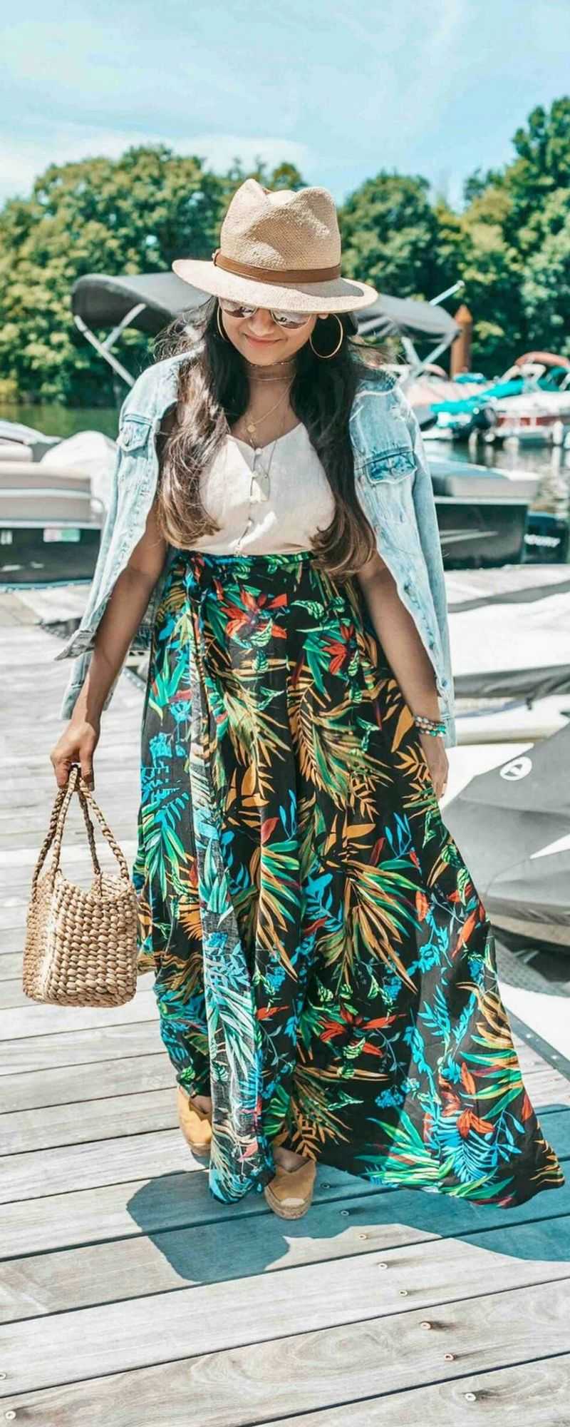 Printed Sarong As Skirt With Basic Tee