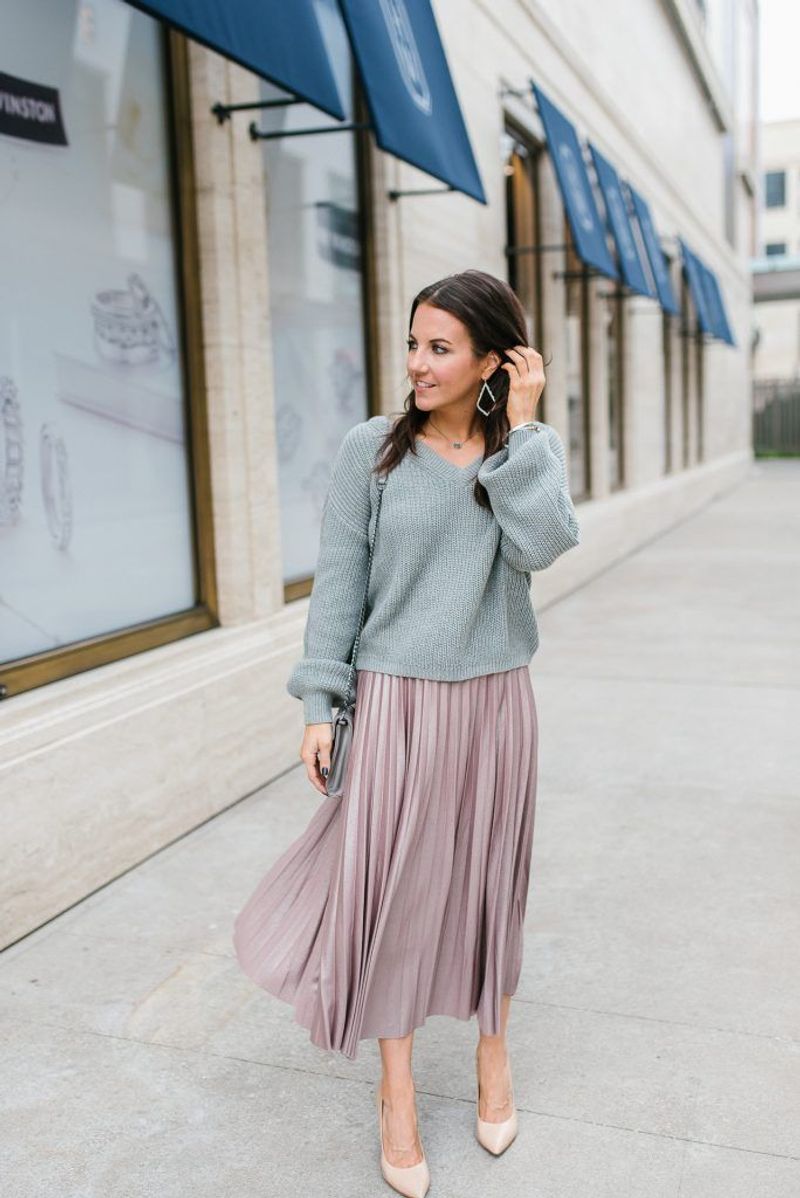 Pleated Skirt with Cashmere Sweater