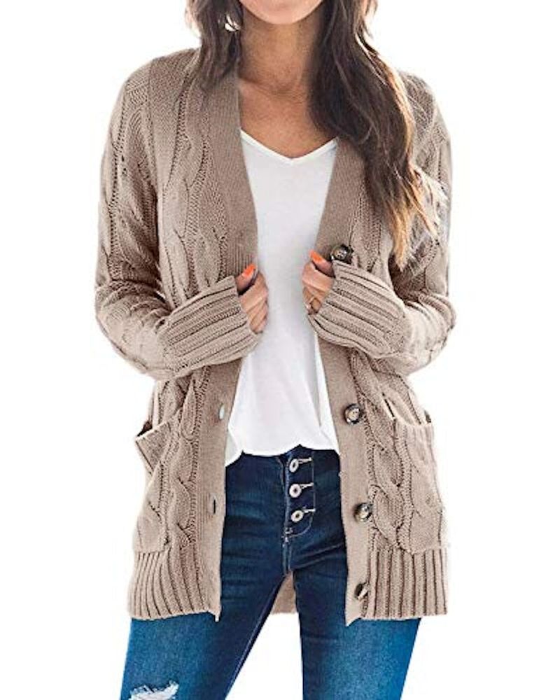 Chunky Knit Cardigan and Jeans