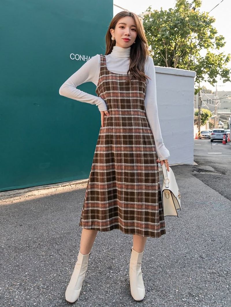 Checked Pinafore Dress
