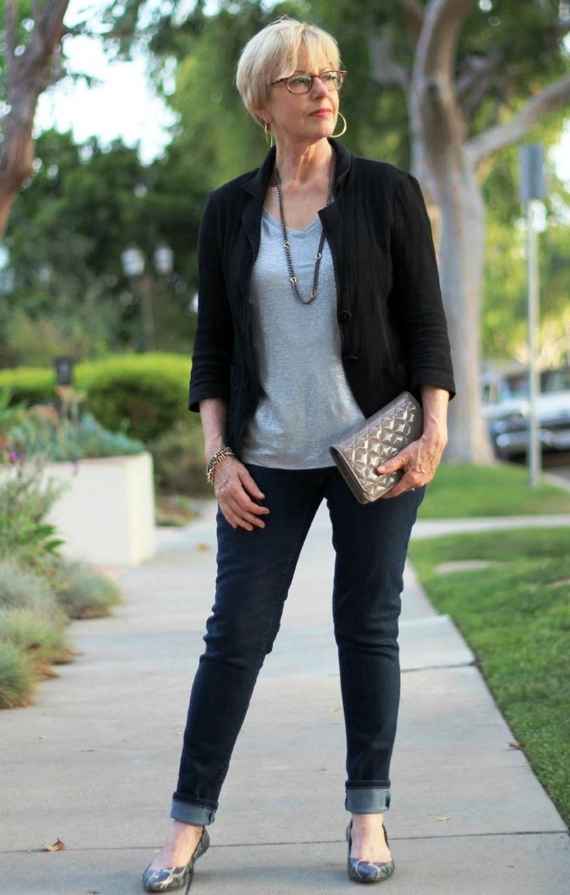 Knit Blazer with Premium T-Shirt and Jeans