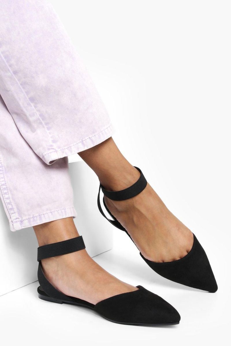 Pointed Flats With Ankle Straps