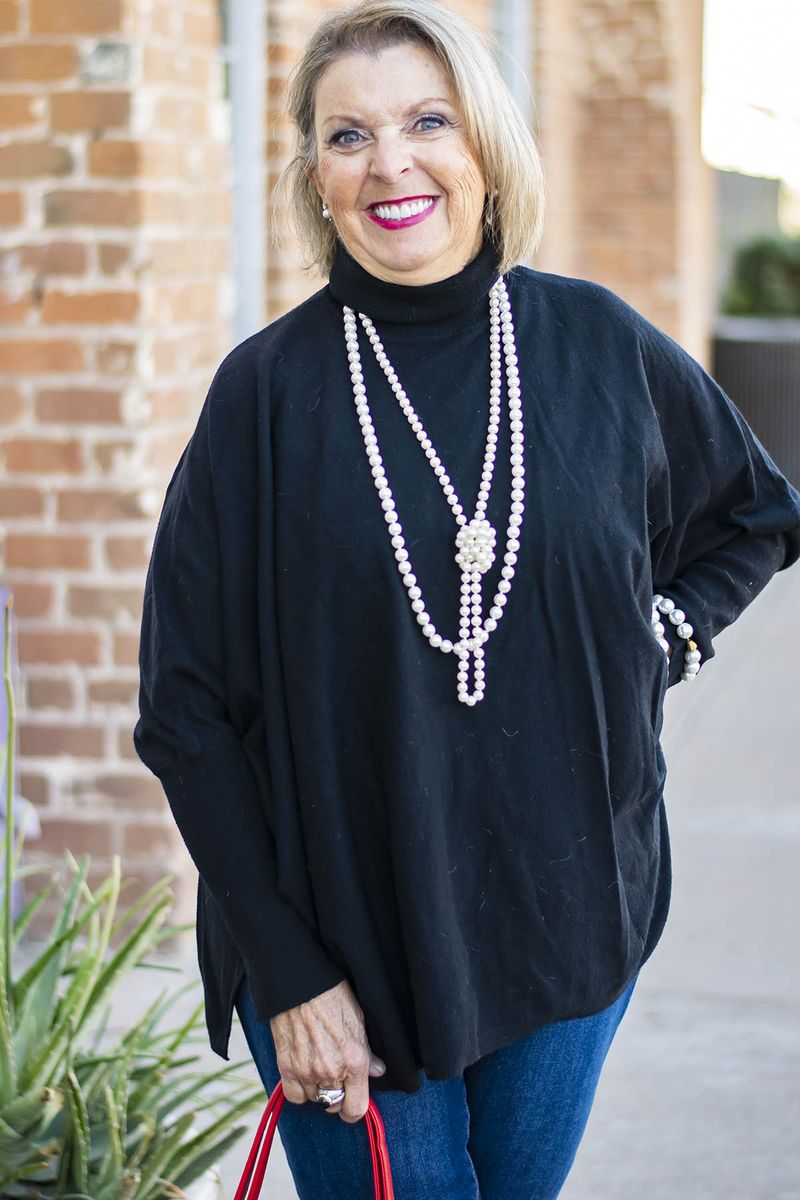 Neutral Turtleneck with Statement Necklace