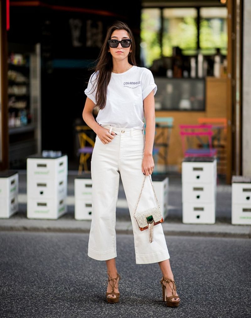 White Jeans with Nude Heels