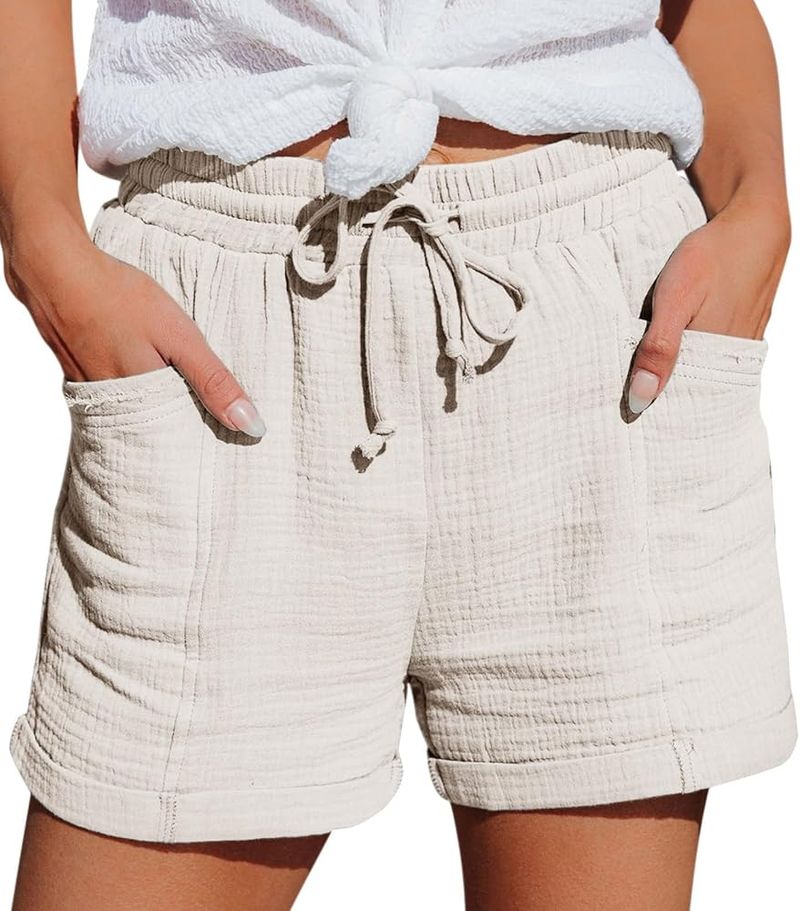 Linen Shorts With Elastic Waist