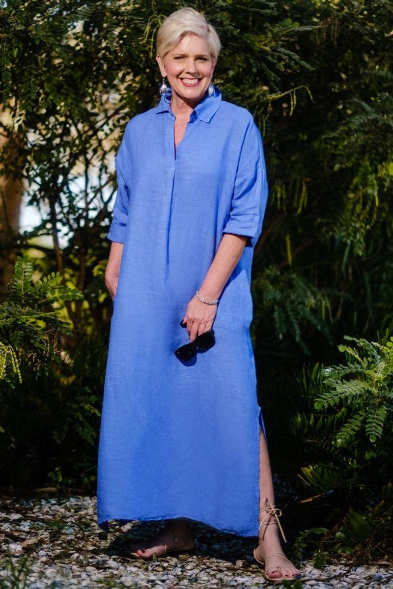 Linen Shift Dress with Pockets