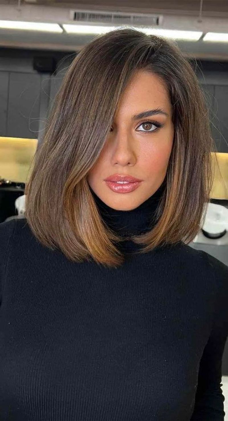 Side-Parted Sleek Lob