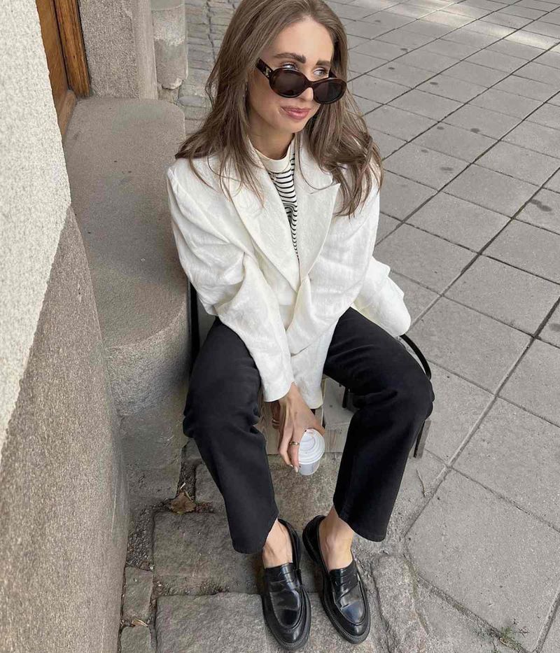 Chunky Loafers with Straight-Leg Trousers