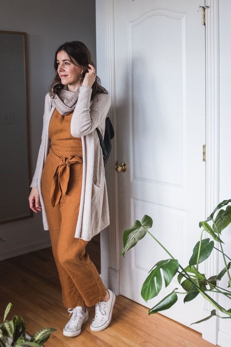 Cotton Jumpsuit + Chunky Cardigan