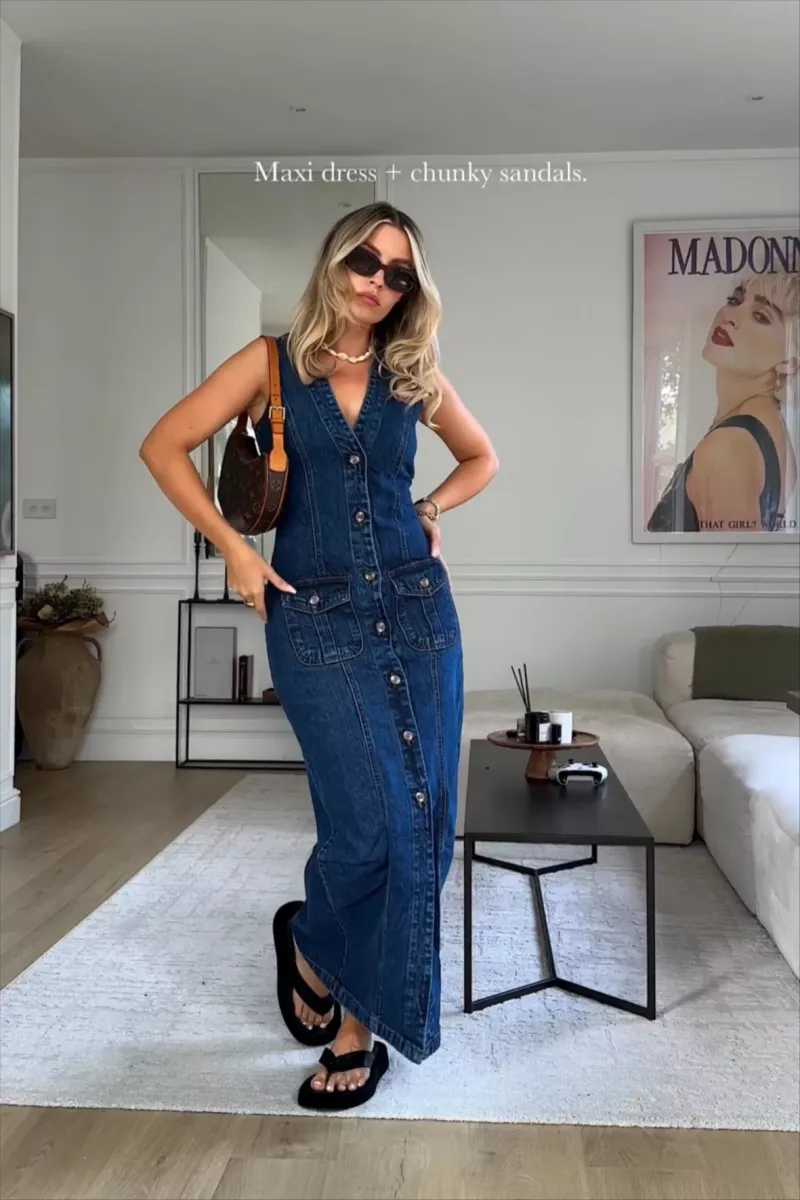 Denim Pinafore + Chunky Platforms