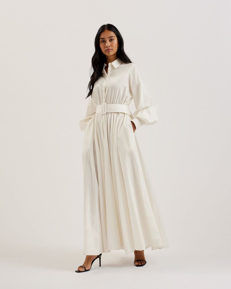 Cotton Shirt Dress with Statement Belt