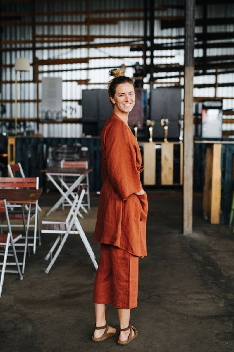 Kimono-Style Jacket & Straight Leg Pants