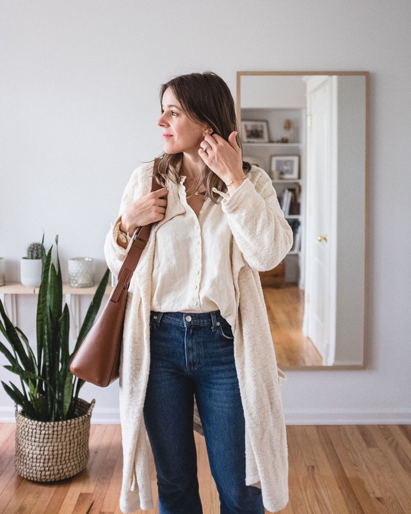Cardigan Over Button-Up Combo