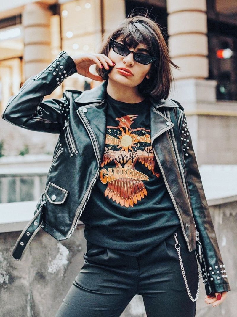 Leather Jacket & Simple Tee Combo