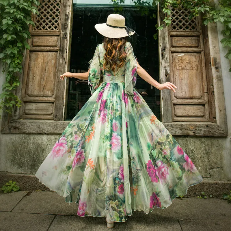 Robe longue florale