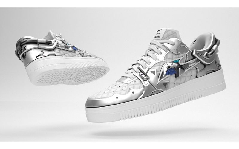 Futuristic Silver Sneakers