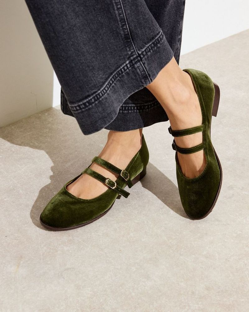 Velvet Mary Janes