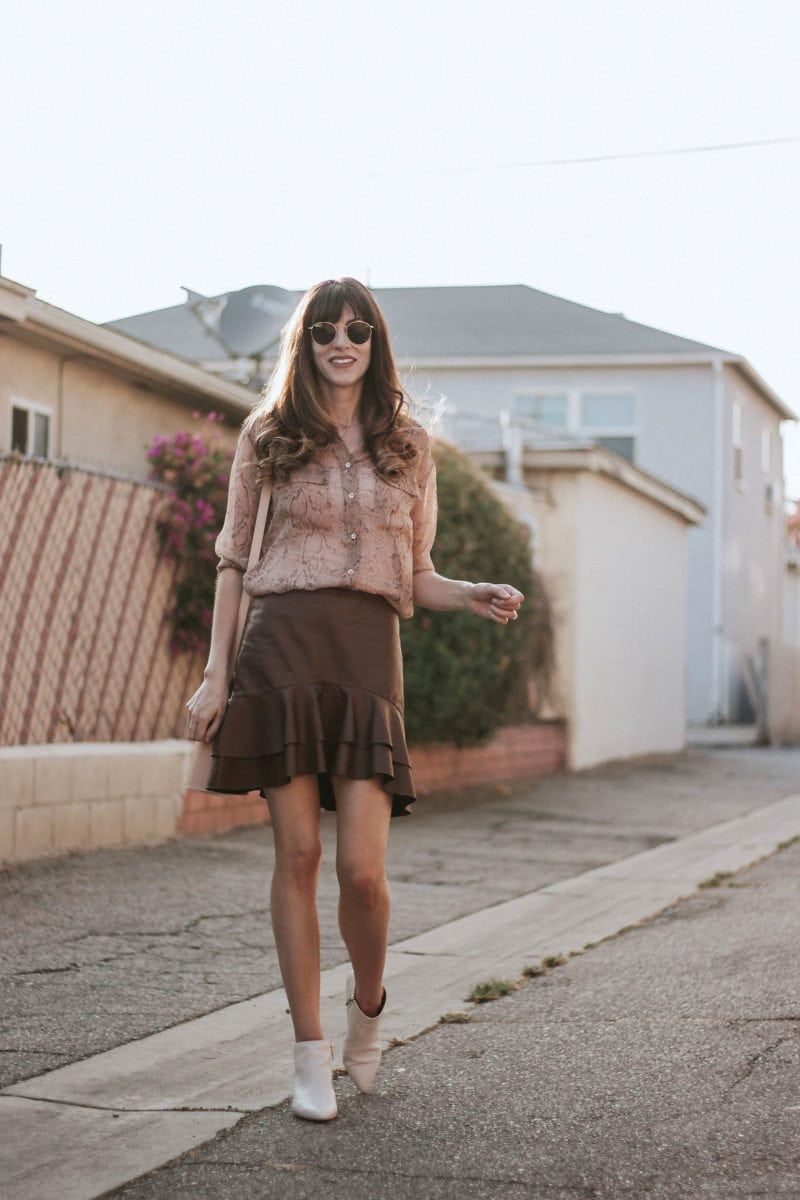Leather Skirt + Linen Top Surprise
