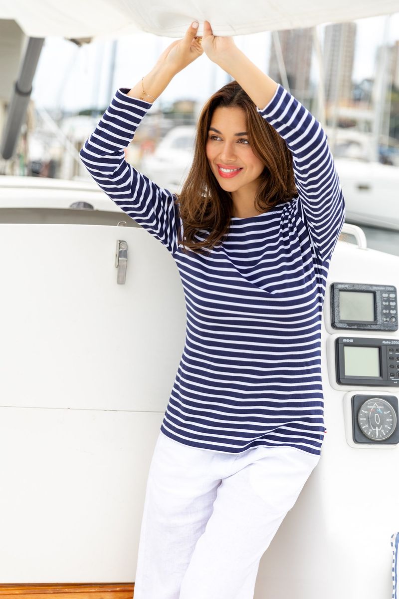 Nautical-Inspired Boat Neck Top