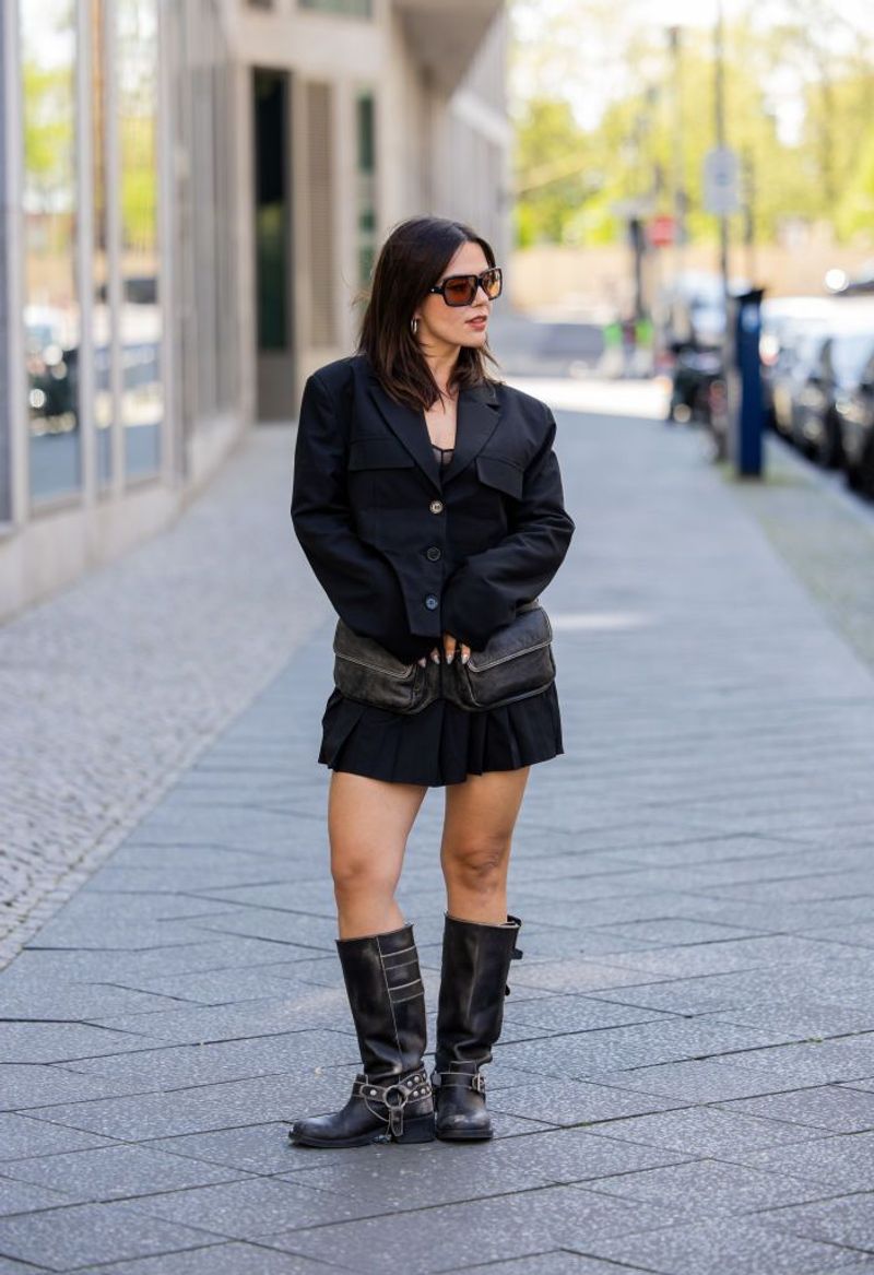 Biker Boots with Pleated Skirt