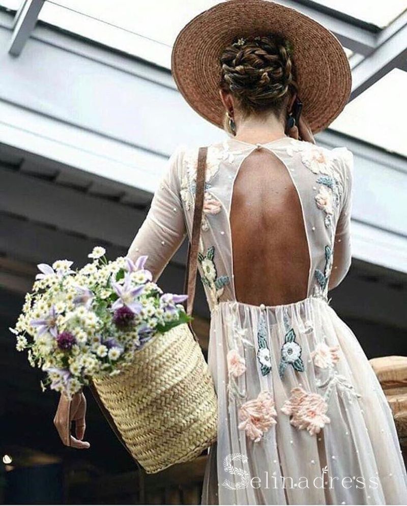 Open-Back Embroidered Midi Dress