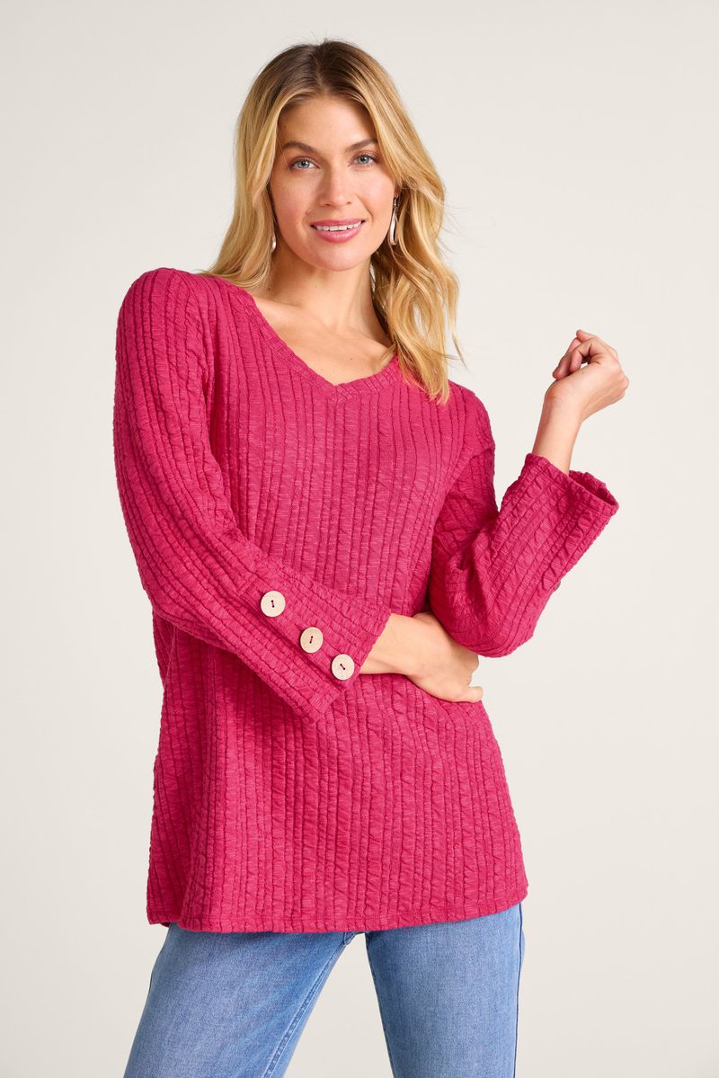 Raspberry Cold-Shoulder Tunic