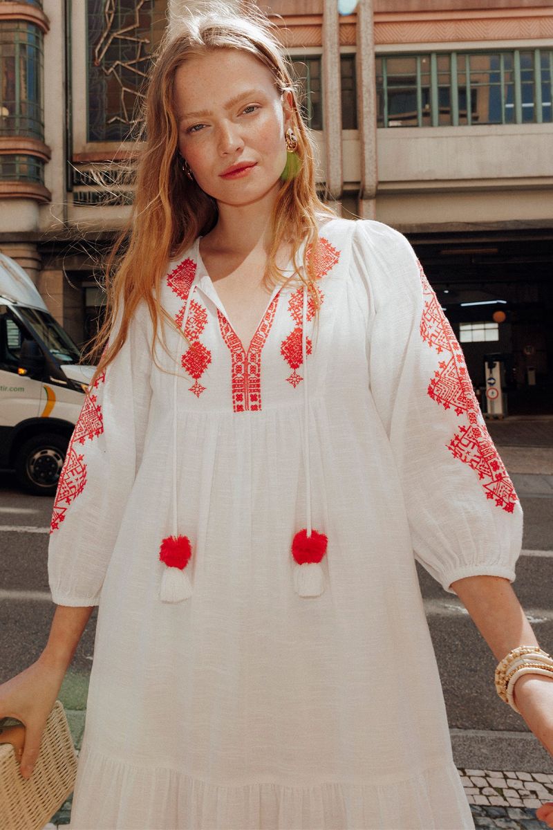 Embroidered Neckline Boho Beauty