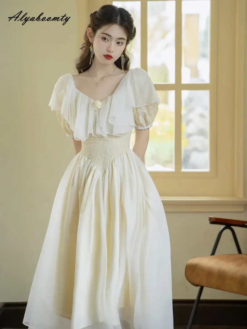 Ruffled Neckline Dress
