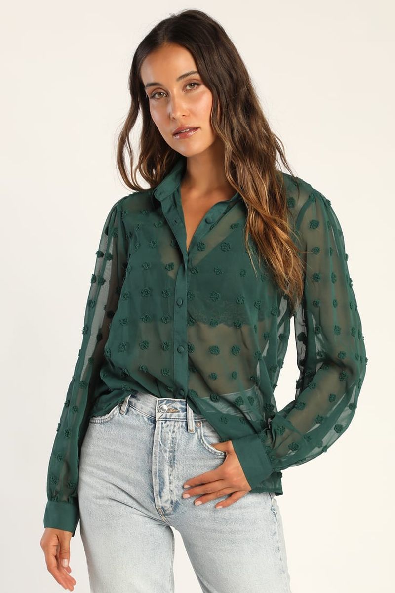Emerald Polka Dot Blouse