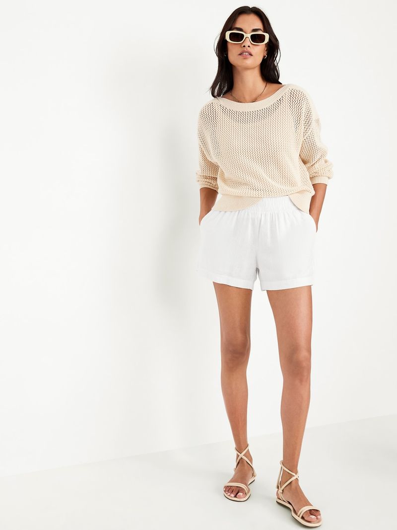 Linen-Blend Pull-On Shorts