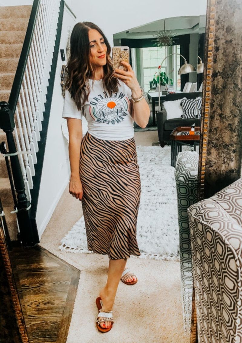 Midi Skirt + Graphic Tank