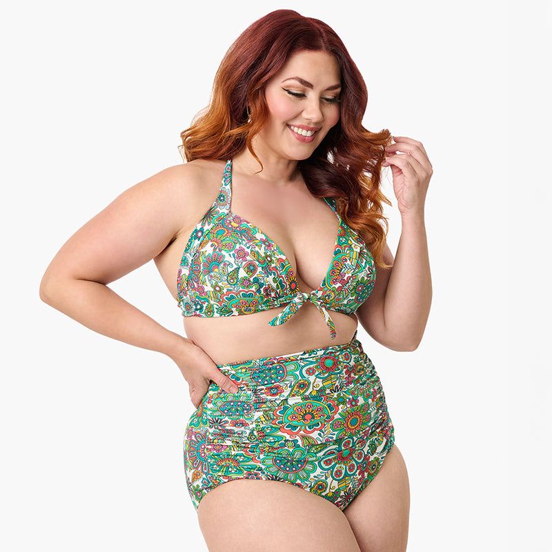 Retro-Inspired High-Waisted Swimwear