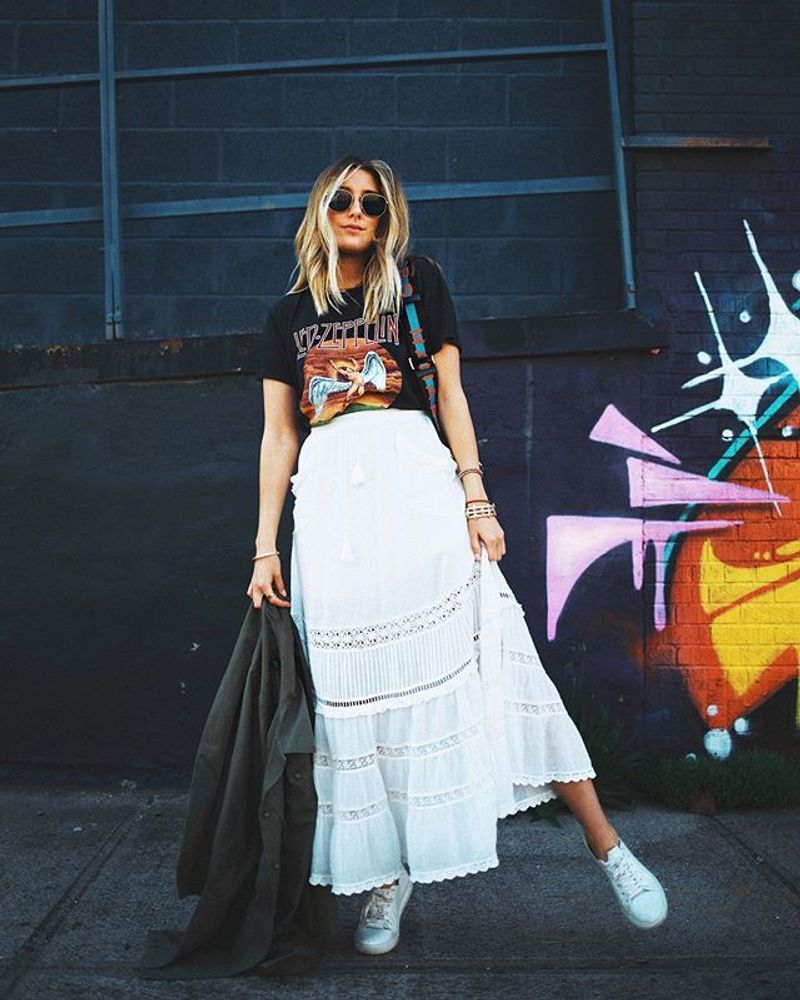Tiered Midi Skirt & Graphic Tee