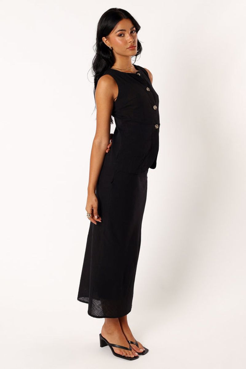 Button-Front Midi Skirt Set